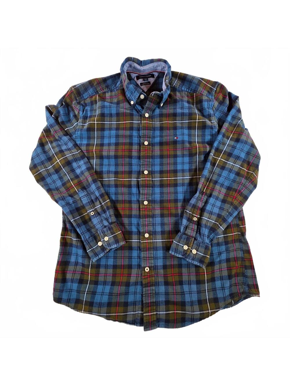 Tommy Hilfiger Men's Classic Fit Large Plaid Cotton Flannel Button-Down Shirt